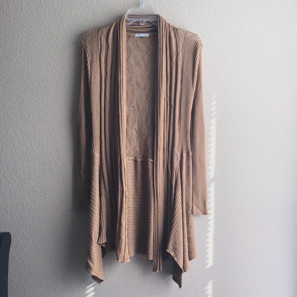 Camel lace Open Cardigan Sz M